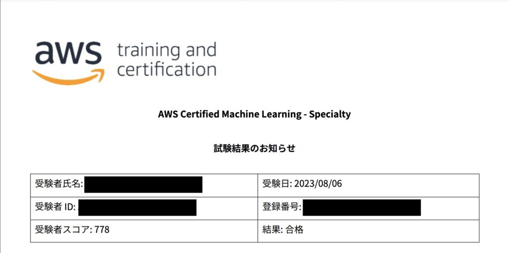 AWS MLSスコア